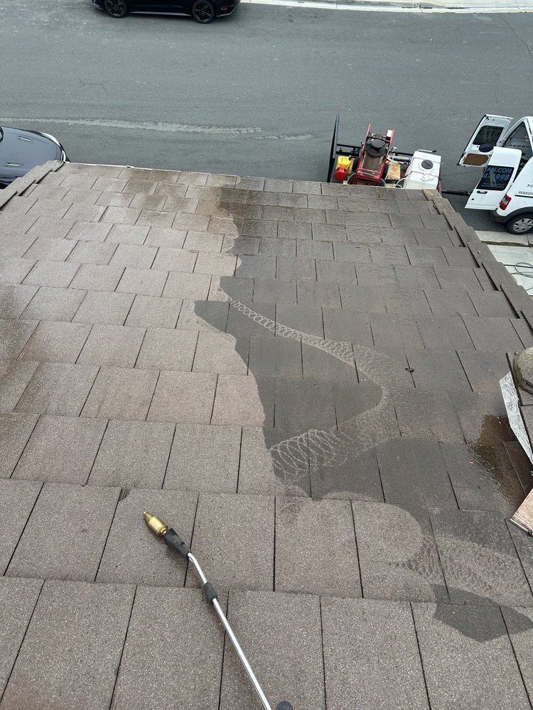 Flat roof solar panels after cleaning San Diego