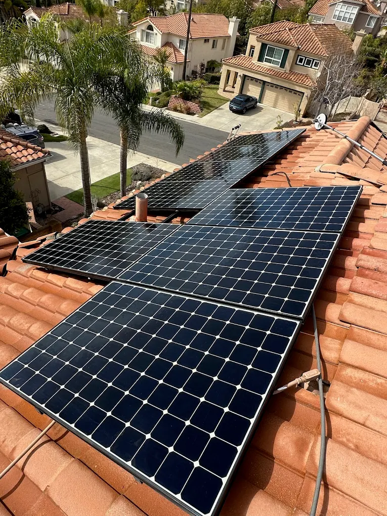 Solar panels on tile roof after cleaning San Diego
