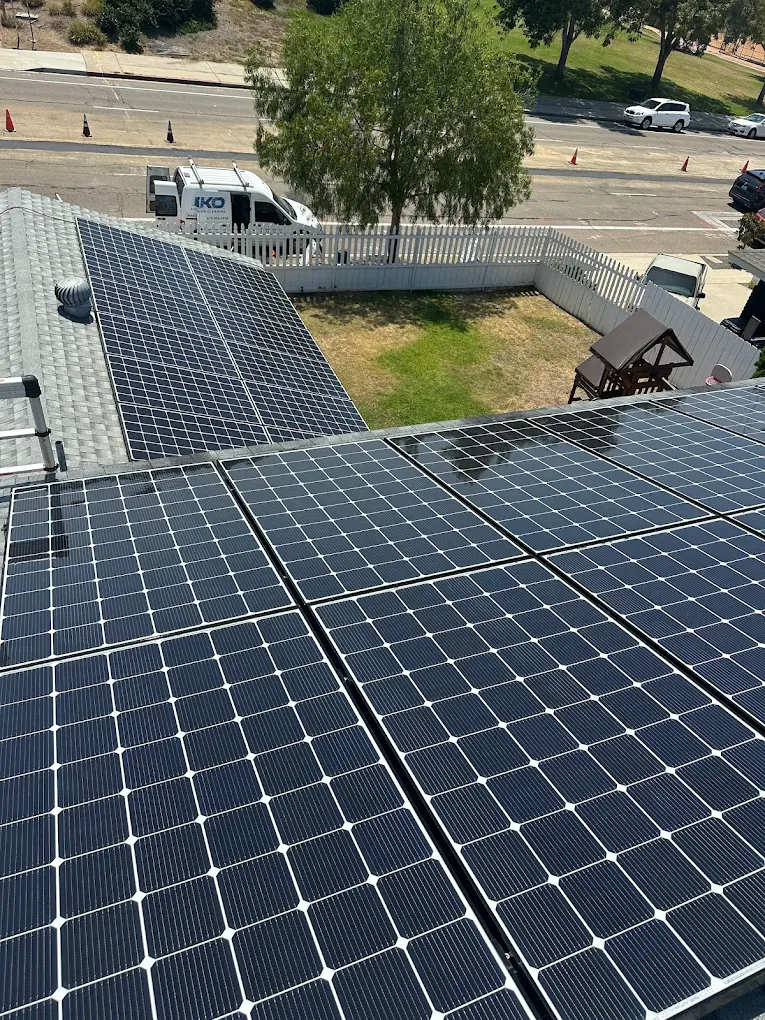 Clean solar panels on San Diego flat roof